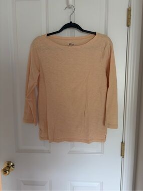 J. Crew Peach Long Sleeve Crewneck Top